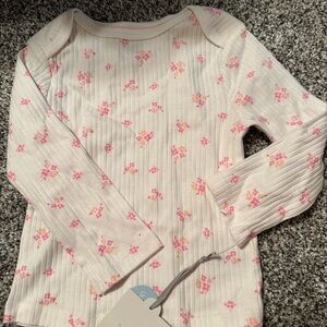 Cat and Jack Pink Floral Ribbed pajamas cloud island